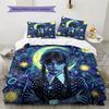 Ensemble de couette motif Mercredi Addams Housse de couette Taie d'oreiller Décoration de maison Cadeau d'anniversaire (1 housse de couette + 2 taies d'oreiller, sans garniture.)