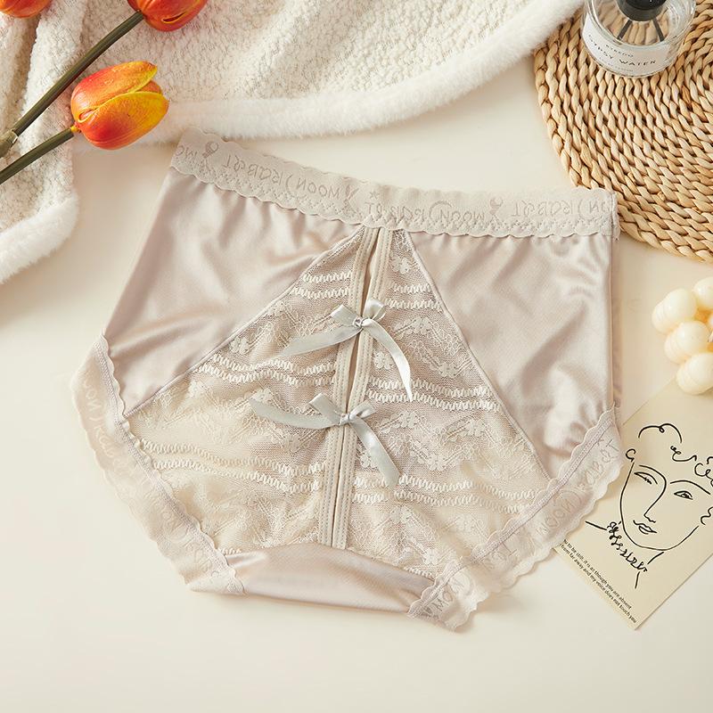 Übergröße Damen Sommer Sexy Spitze Schleife Ausgeschnitten Eis Seide Umwickelt Hüfte Hohe Taille Slips