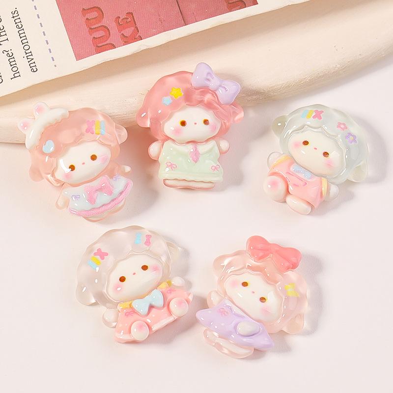 Adorable Cartoon Resin Sheep Accessories - Transparent Ice DIY Patch for Phone Cases, Refrigerator Magnets, Shoe Charms