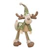 Christmas Reindeer Plush Toy with Retractable Legs Handmade Long-Legged Cartoon Elk Plush Doll Xmas Holiday Party Decoration Ornament
