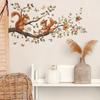 Watercolor Squirrel On Branch With Bird And Flower Wall Sticker Self Adhesive Waterproof Kids Room Decor