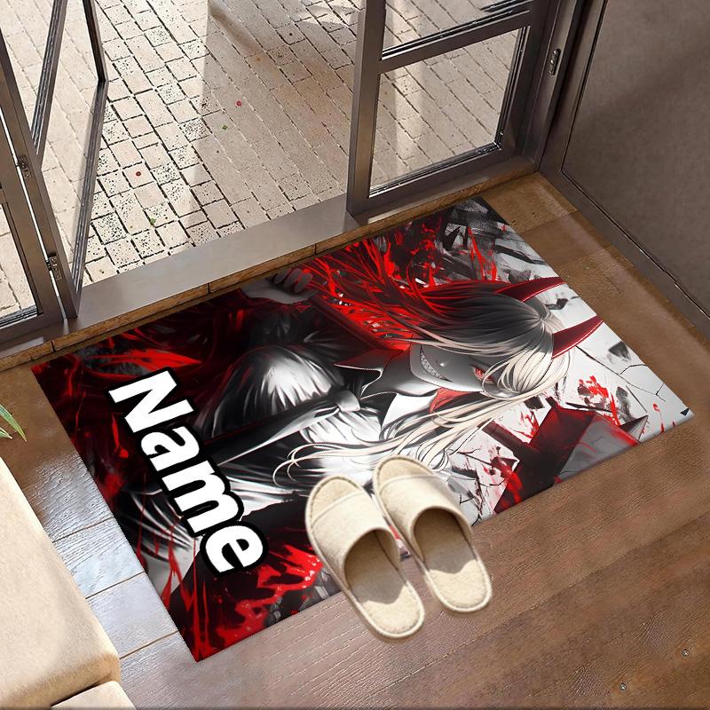 Custom Name Personalized Makima Chainsaw Man Print Carpet, Versatile Home Decor Rug, for Playroom, Apartment, Balcony, Entryway, Hallway Gift