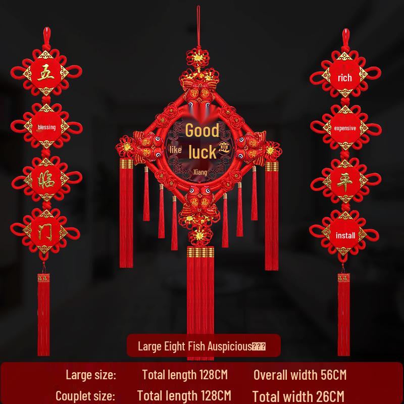 Großer Pfirsichholz Fu-Zeichen Anhänger für das Wohnzimmer: Chinesische Knoten-Dekoration für Wand oder Tür