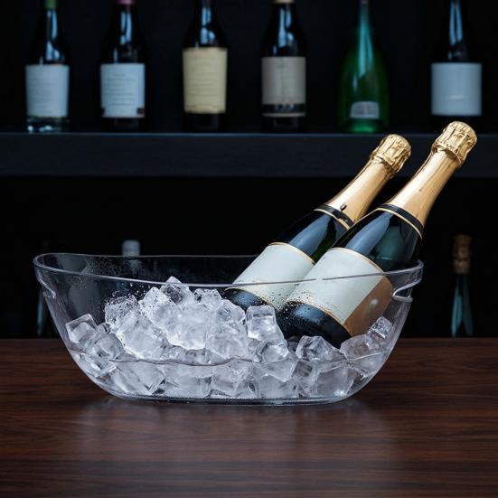 Bootvormige Champagne IJsemmer 5,5L Grote Capaciteit Wijnkoeler met Handvat Transparante Drankkuip voor Feesten Buitengebruik