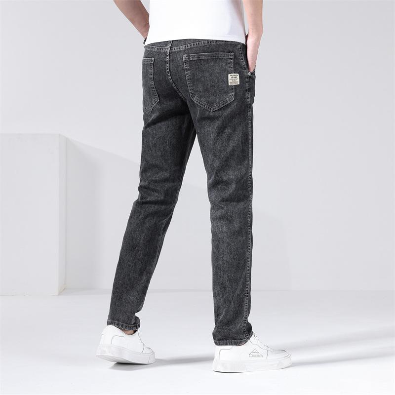 2024Spring And Autumn New High End Jeans Men'S Trendy Loose And Versatile Small Leg Pants Elastic Embroidered Thin Long Pants