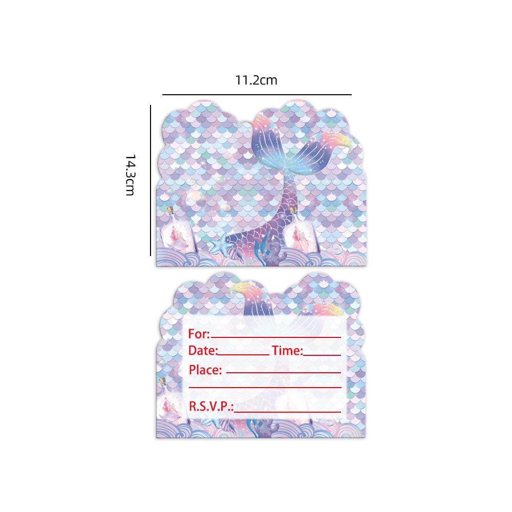 Mermaid Theme Party Supplies: Colorful Fish Scale Napkins, Plates, Cups, Flags, and Swirl Decorations