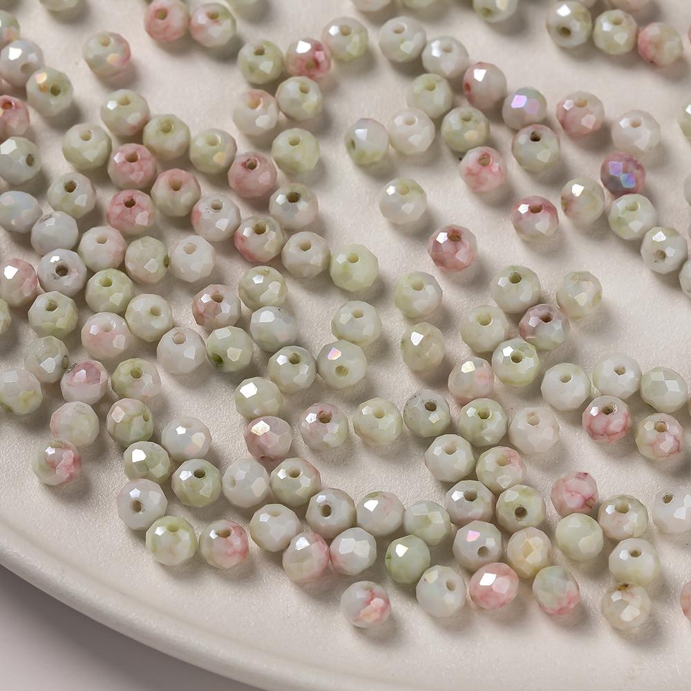 40pcs 6mm Glass Faceted Flat Round Beads Loose Spacer Beads for DIY Craft Necklace Bracelet Jewelry Making Accessories