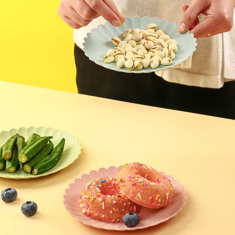 Dim Sum Cake Plate PP Material Thickened Flexible Durable Table Home Fruit Snack Plate Creative Simple Solid Color Plate