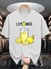 Fresh Lemon Lemonade Cartoon Print Unisexs Crew Neck T Shirt Summer Fruit Drink Graphic Short Sleeve Casual Cotton Daily Tops