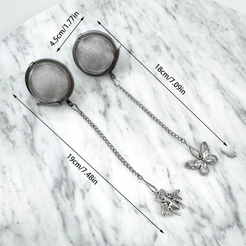 2Pcs New Stainless Steel Tea Infuser Butterfly Bee Chain Tea Filter Creative Mesh Ball Tea Strainer Coffee Herb Spice Diffuser