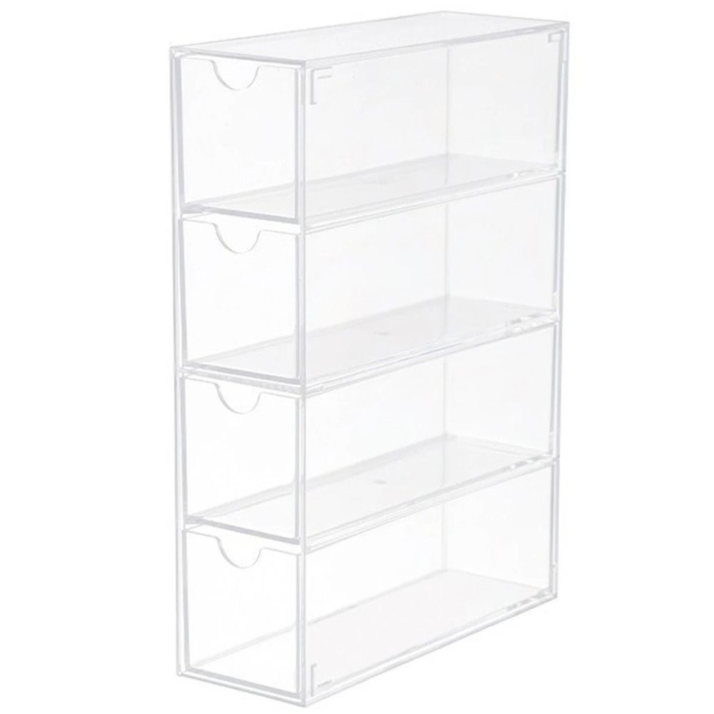 Складной акриловый футляр для очков 4 слоя Большой прозрачный ящик для хранения выдвижной ящик Пылезащитный настольный органайзер Канцелярские принадлежности