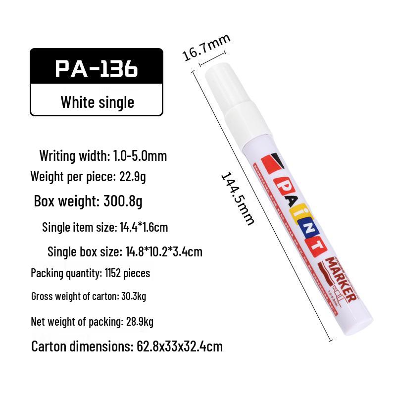 Waterproof Quick-Dry Fade-Resistant Paint Pen for Tires, Graffiti, Metal Touch-Ups, and Construction Marking