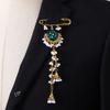 Bohemian Rhinestone Flower Tassel Brooch for Women - Exotic Style Suit Coat Pin