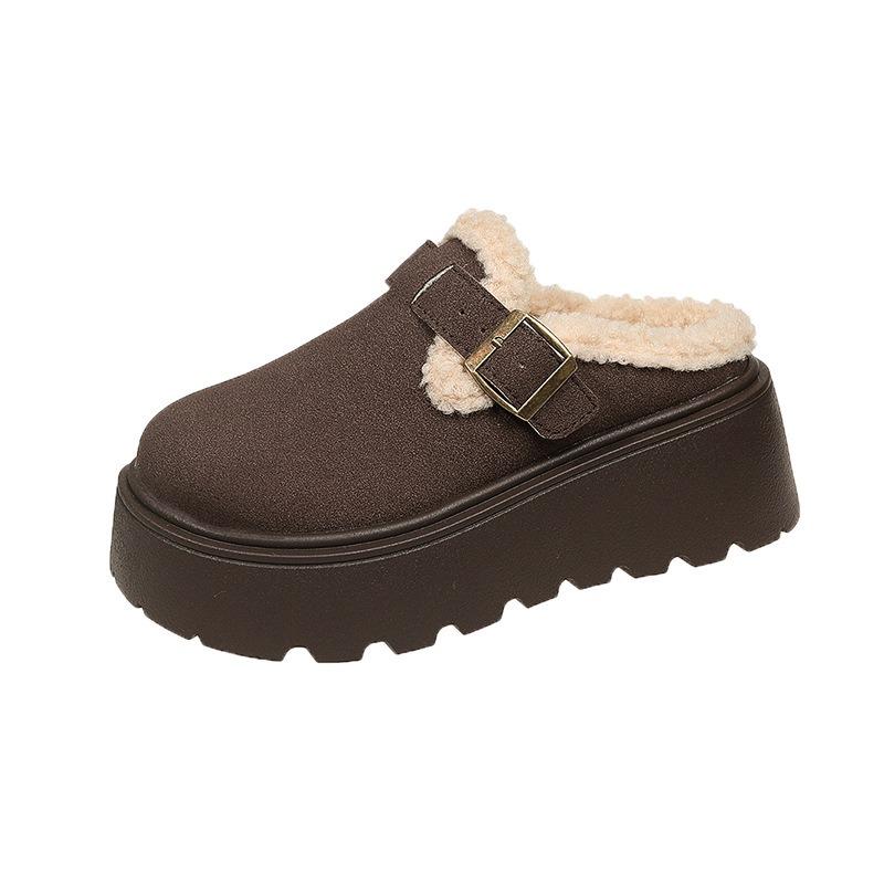 Fleece Thick-soled Women's Winter New Outer Wear Bag Head Slippers Thickened Warm Cotton Shoes Women