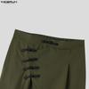 INCERUN Men High Waist Back Elastic Traditional Knot Casual Long Trousers Pants