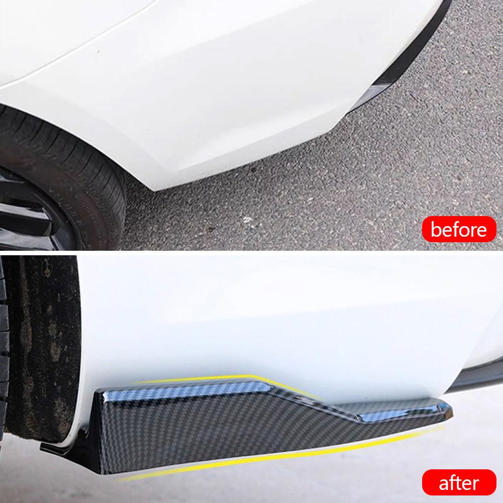 2Pcs Universal Carbon Fiber Car Rear Bumper Protector Rear Diffuser Side Lip & Corner Protector Kit Auto Body Styling Accessory
