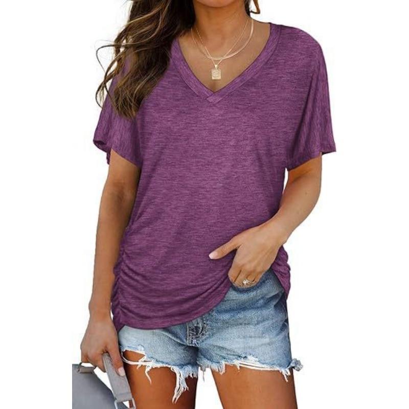Women's Striped  T-Shirts (women’s) Printed Fashion Gradient Short Sleeved Casual V-neck T-shirt for Women