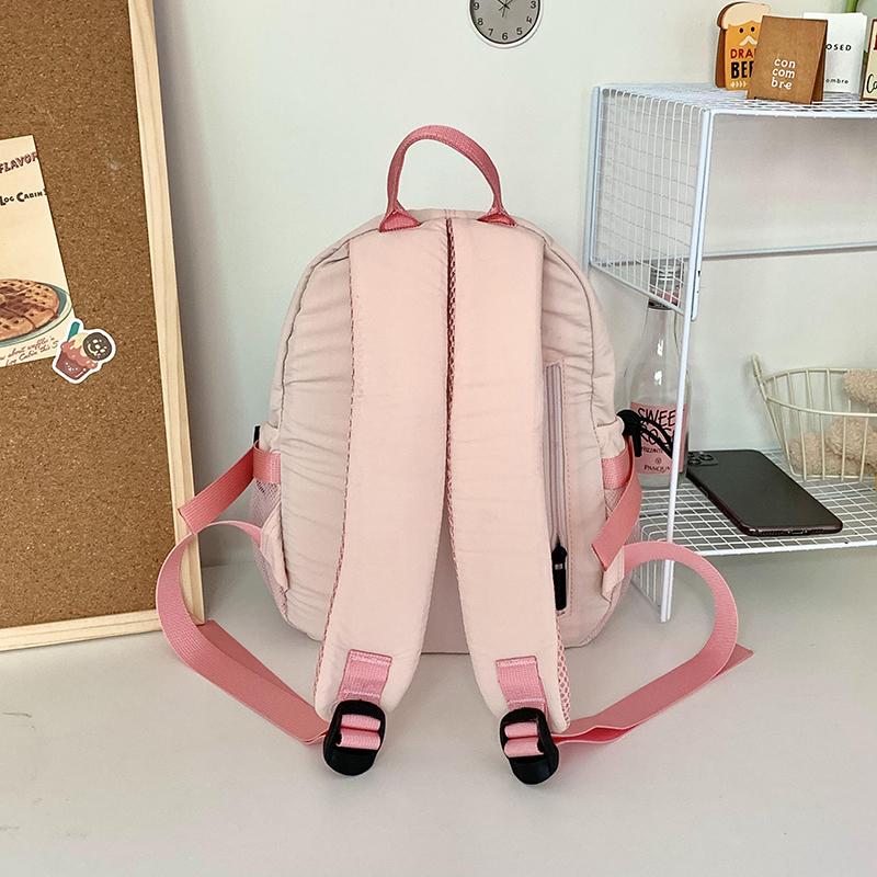 Студенческая школьная сумка женская контрастная цветная строчка легкий маленький рюкзак — фото 10