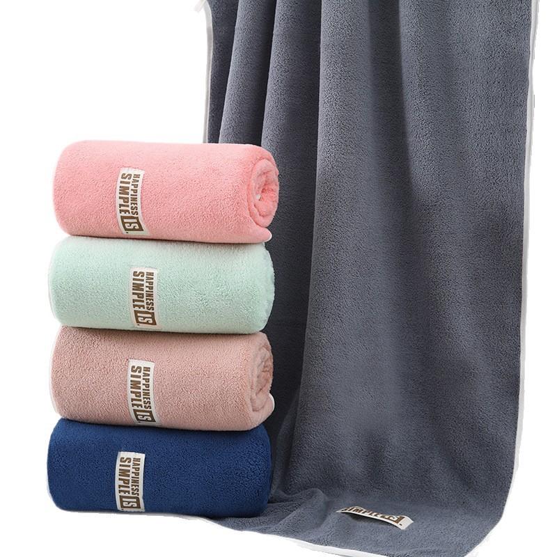Coral Fleece Adult Men's Edge Banded Solid Pattern Quick-Drying Absorbent Soft Large Bath Beach Swimming Sports Towel Wholesale