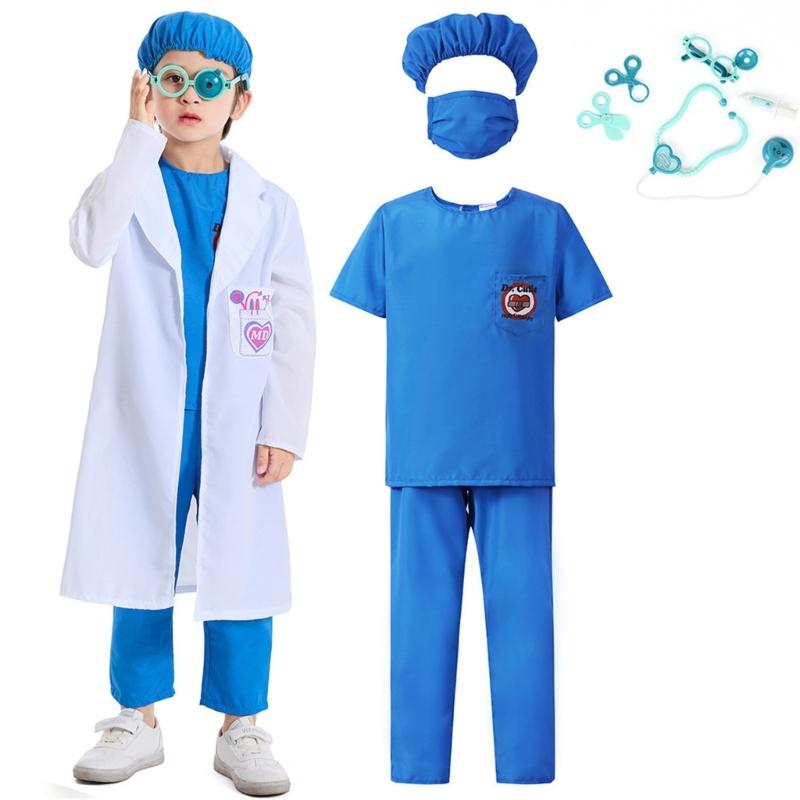 Doctor Role Play Dress Up Kit Doctor Pretend Play Costume with Stethoscope Doctor Coat Kit Halloween Doctor Costumes