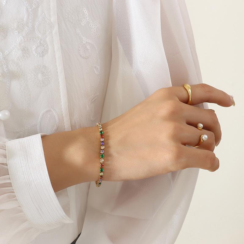 European & American Luxurious Zircon Rhinestone Bracelet - Colorful, Versatile, and Personalized.