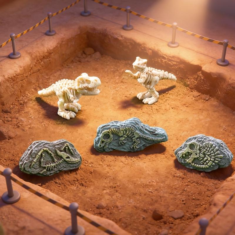Miniature Resin Fossils Dinosaur Statue Model Mini Dinosaur Fossils Moss Landscape Ornament Educational Toy Figures