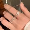 Damen 925 Sterling Silber Mondstein Offener Ring - High-End Light Luxury Zweilagiger Bandring