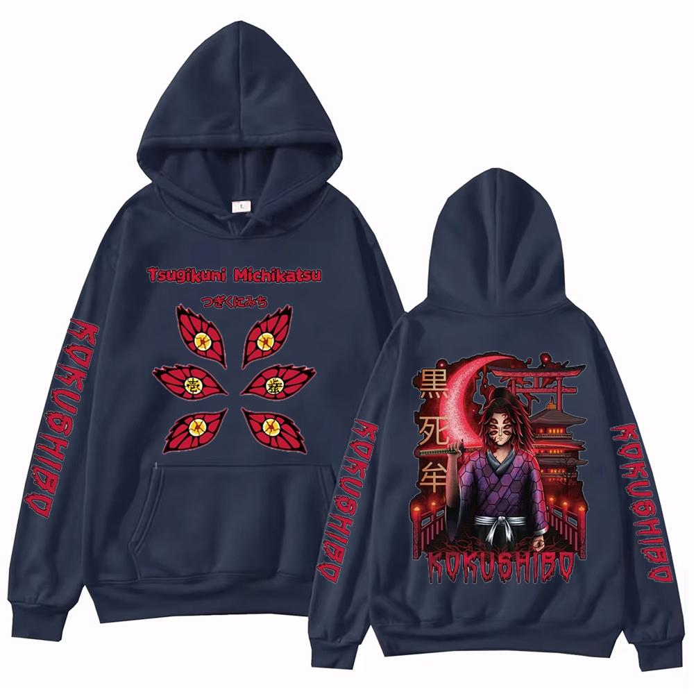 Heißer Anime Cooler Kokushibou Kapuzenpullover Damen Herren Mode Persönlichkeit Pullover Kapuze Lässig Langarm Sweatshirts Tops