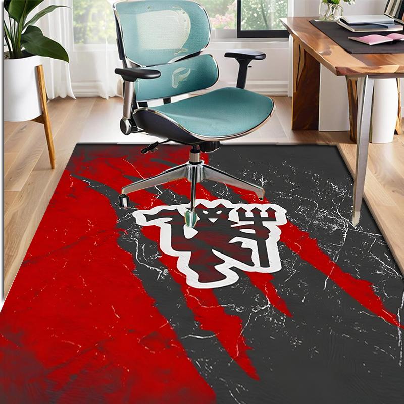 Manchester United F.C Pattern Rug, Indoor/Outdoor Mat, for Picnic, Gameroom, Bedroom, Office, Living Room, Home Decor Carpet, Birthday Gift