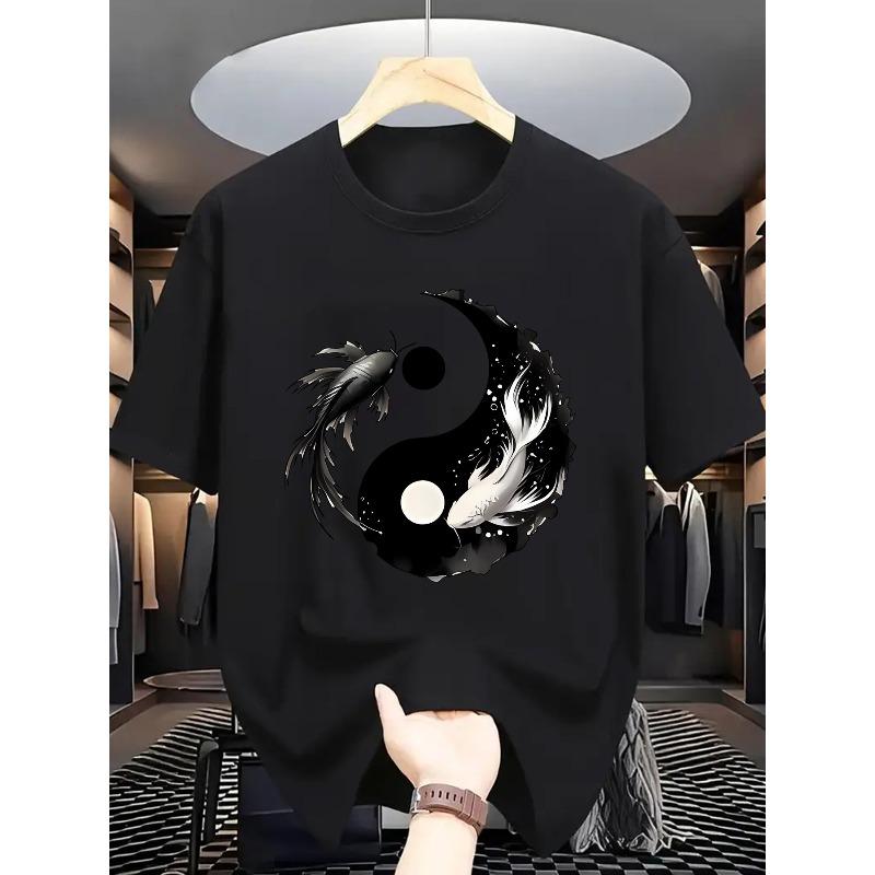 Men's Summer Short Sleeve T-Shirt with Letter '' Print - Casual Round Neck Breathable Top, Short Sleeve Summer, Machine Washable, Versatile for Casual