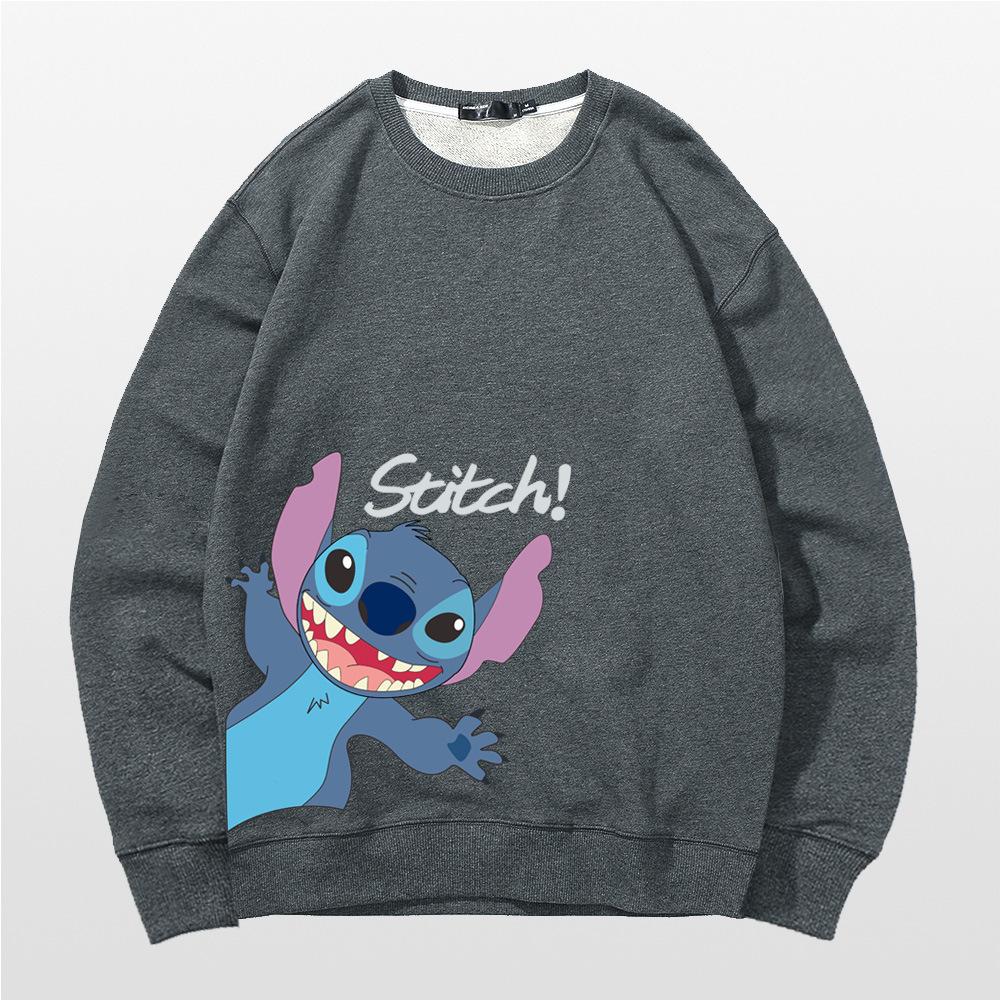 Stitch Crew Neck Sweater Men's and Women's Trendy Brand Autumn Animation Cute Couple Loose Shoulder Clothes