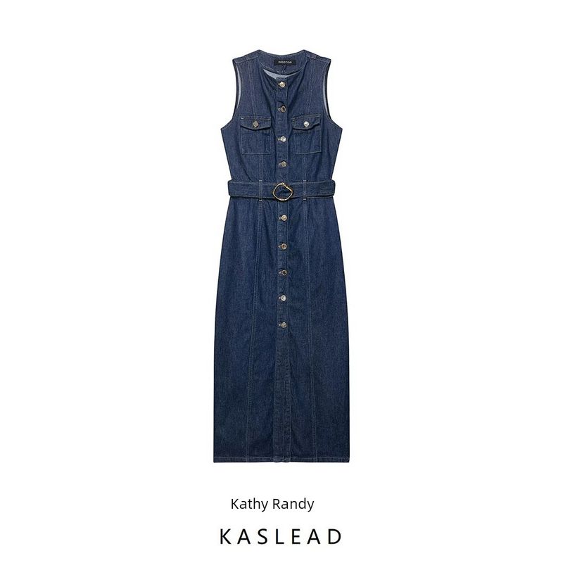 Kaslead New Women clothes Western Style With Belt Slim fit Demin dress 7484070 407