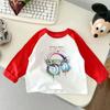Kids Cotton Long Sleeve T Shirt Spring Autumn Korean Raglan Round Neck Cartoon Top Unisex Base Layer Trendy Tee