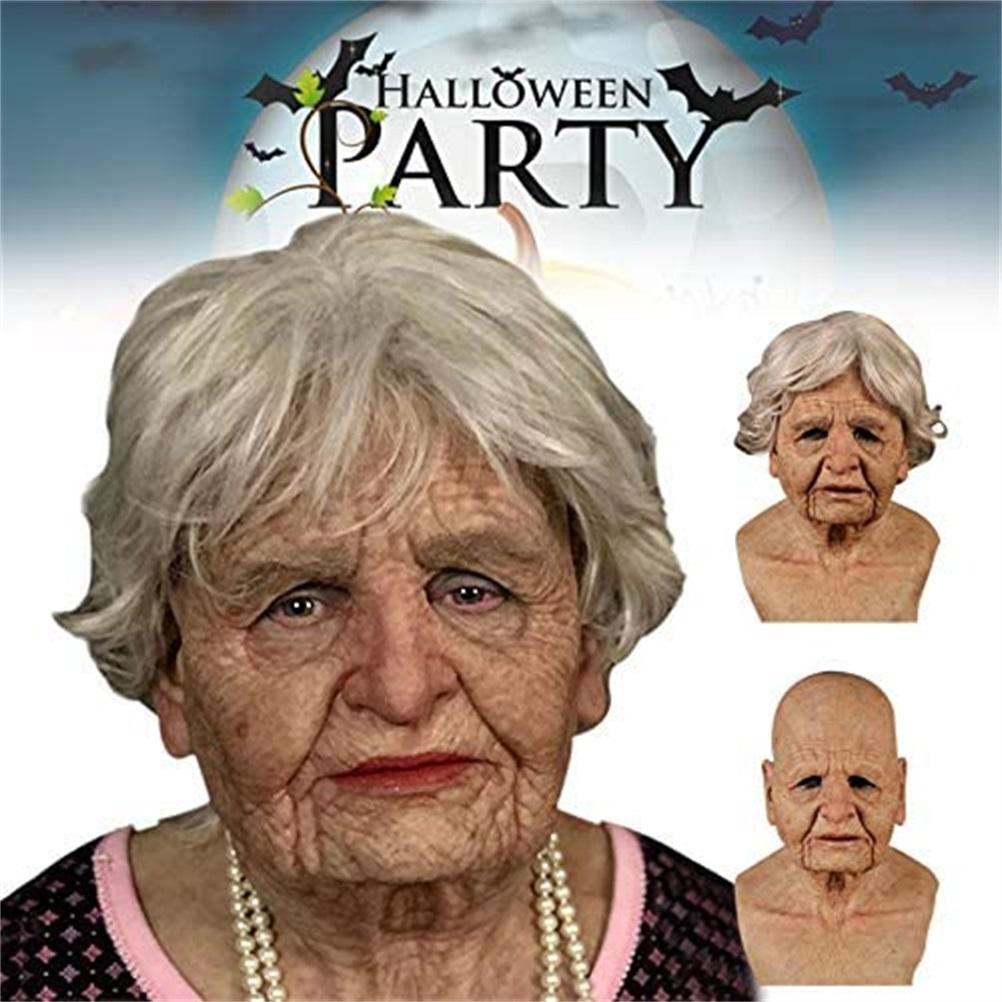 Latex Face Cover Novelty Old Man Horror Heagear for Masquerade Party Bald Headed Old Men