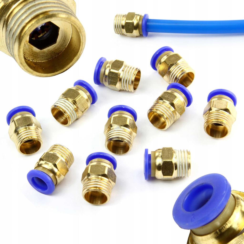 Set Of Threaded Pneumatic Quick Connectors 14 8Mm 10 Pcs