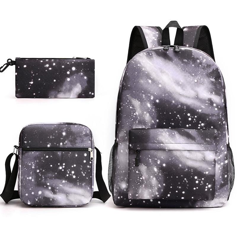 3 Piece School Backpack Set for Students Large Capacity Oxford Cloth Schoolbag with Shoulder Strap and Pencil Case