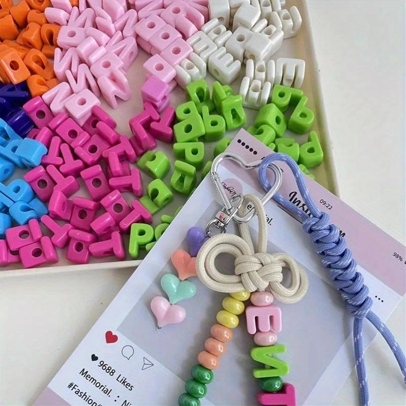36pcs Vibrant Color Beads - Acrylic Alphabet & Number Stringing Beads with Holes, 26 Letters & 10 Numbers for Keychains & Phone Chains