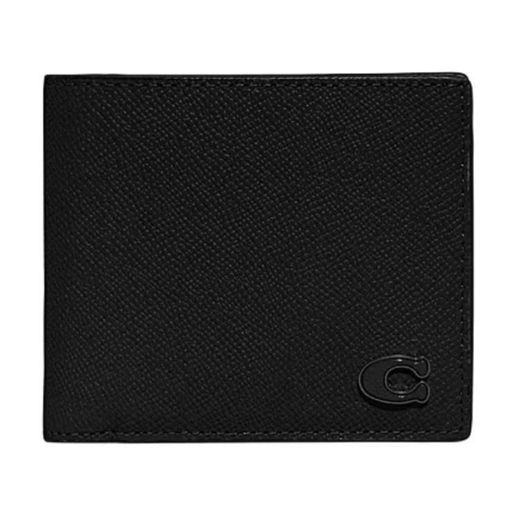 Coach Billfold Wallet 10 Solid Color Letter Logo Folded Card Holder Leather Wallet Mini Men Wallets Black CJ883-BLK
