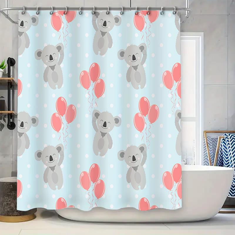 

Adorable Koala Balloon Print Shower Curtain Set For Kids Bathroom Decor Pink Blue Color Scheme (180X240Cm) On.Com W60H190(CM)-1 Pcs