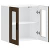 Wall Mounted Kitchen Cabinet with Glass Door Porto Collection Brown Oak Effect
