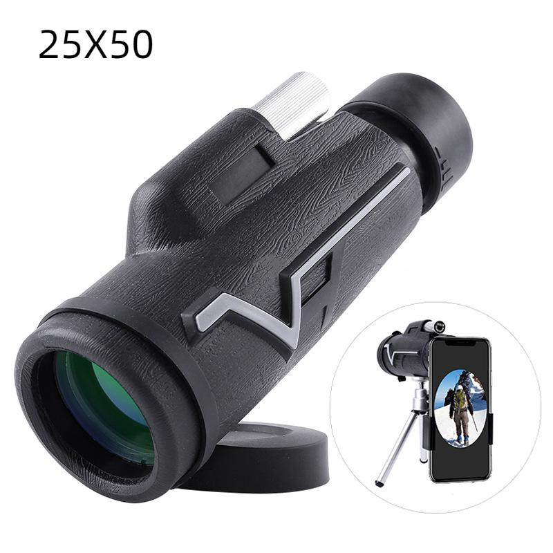 Telescopio monoculare per gare di birdwatching, treppiede completamente ottico, supporto per cellulare, vendita, 25x50