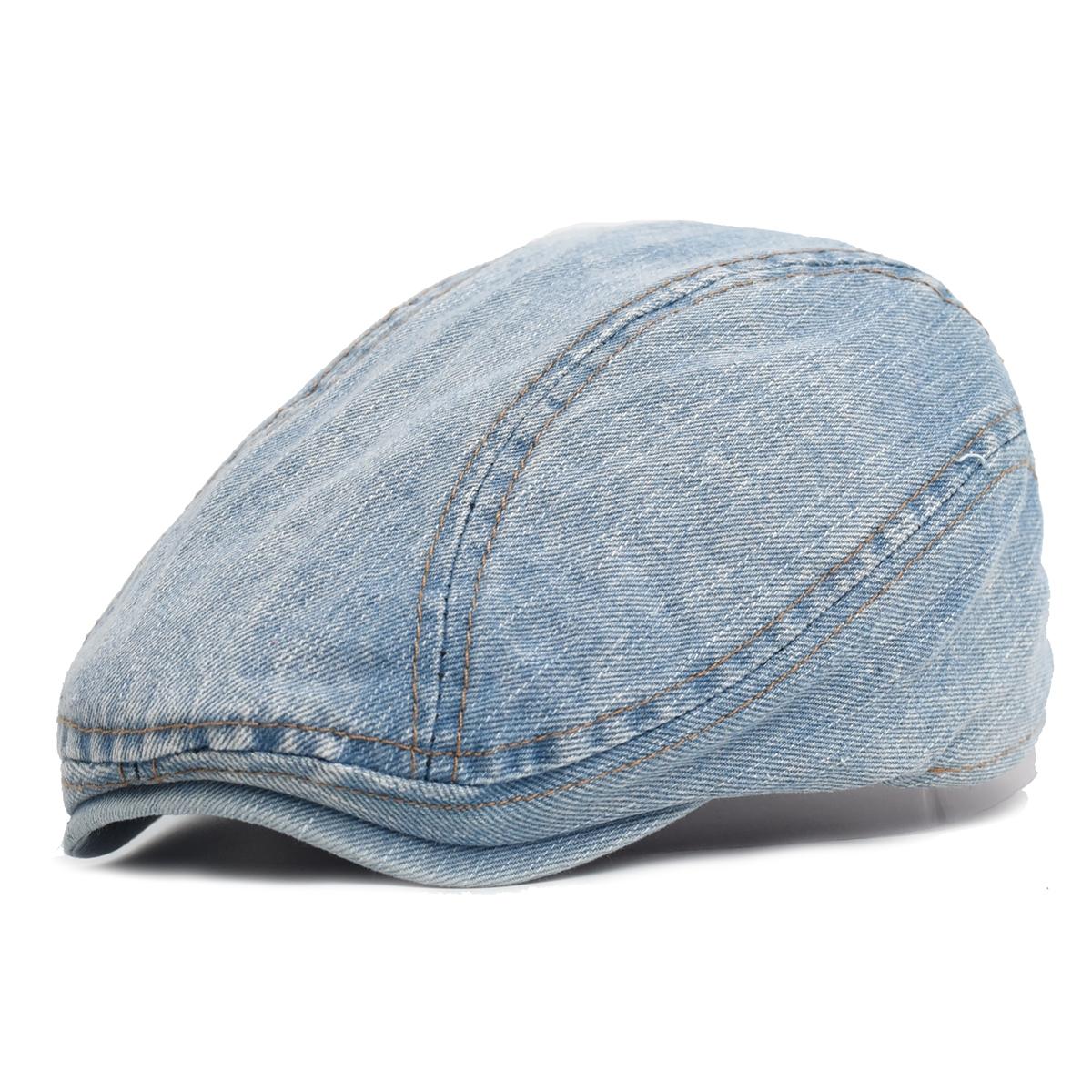 

Демисезонные джинсовые однотонные кепки-ньюсбой для мужчин, выстиранная плоская кепка с козырьком, женские шляпы-береты художника небесно-голубой