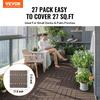 Interlocking Deck Tiles Plastic Wood 27 Pack 12"x12" Waterproof for Porch