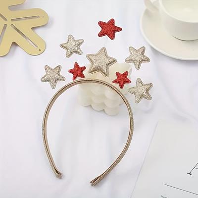 1pc Cute Star-Shaped Headband with Golden Glittery Finish - Perfect for Birthday Parties&Christmas Decorations,Festive Accessory