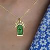 Heart-Shaped Electroplated Rotating Four-Leaf Clover Tree of Life 18K Gold Tarot Card Titanium Steel Necklace