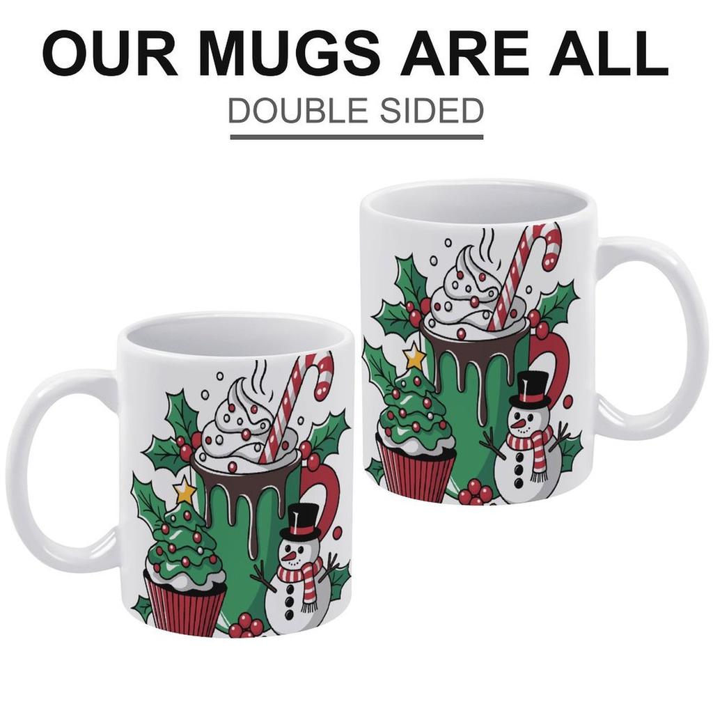 1pc 11oz blank ceramic mug, double-sided printed coffee tea cup, stable handle, clean rim, long lasting use, daily drinkware for households