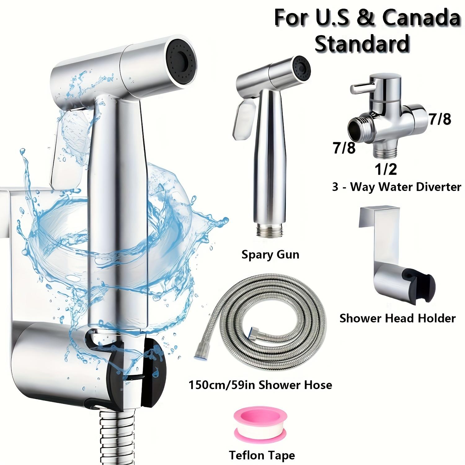 

Комплект для биде из нержавеющей стали высокого давления - Полная насадка для душа в ванной со шлангом и держателем, Аксессуары для ванной комнаты US standard (G7/8 )