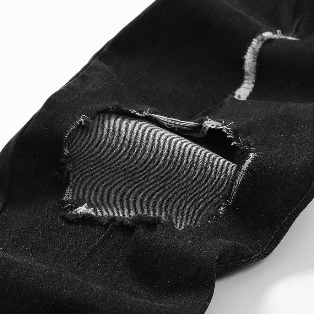 Pánské Skinny Stretch Džínové kalhoty Distressed Ripped Freyed Slim Fit džínové kalhoty