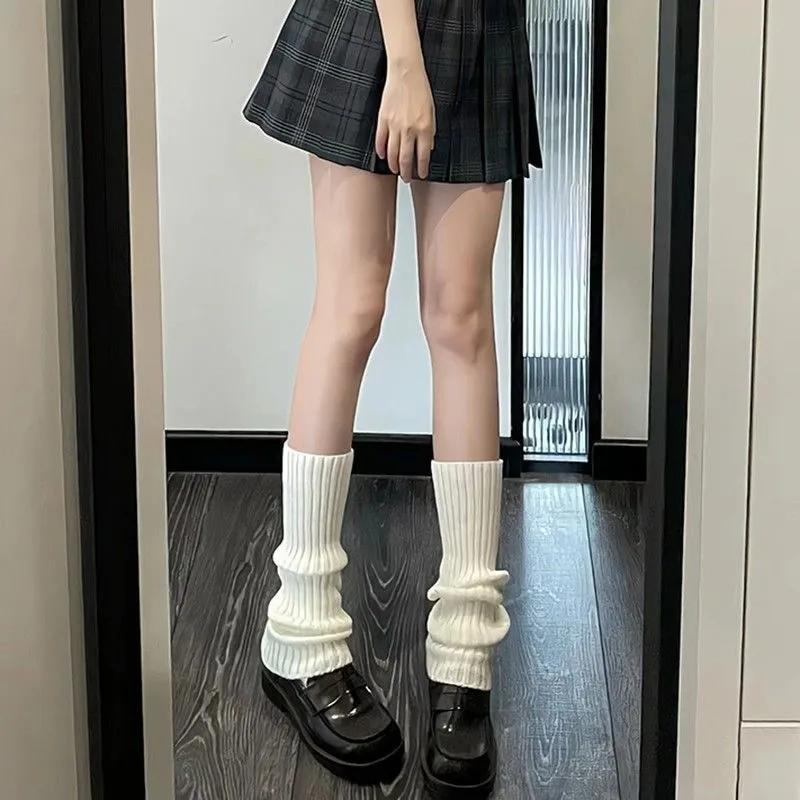 

Christmas Cute Bowknot Plush Ball Leg Warmers Japanese-style Lolita Autumn Winter Color-blocked Ruffles Warm Slouchy Leg Covers One Size белый