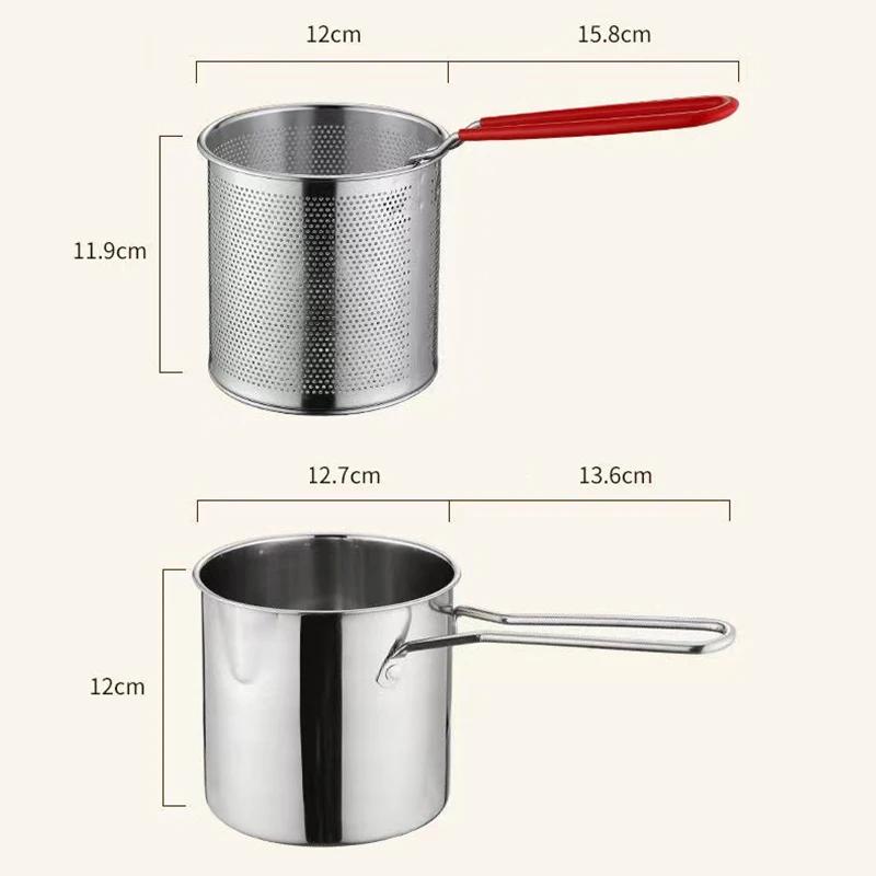 Stainless Steel Mini Fryer Pot Deep Pan Olecranon Type Diversion Port Pot Frying Pans Multifunctional Kitchen Fries Cooking Tool